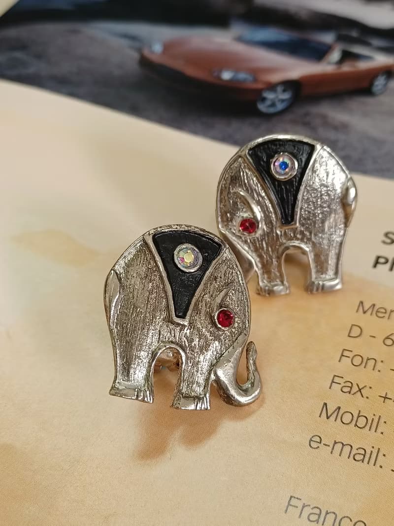vintage jewelry  古董夾式耳環 吉象如意