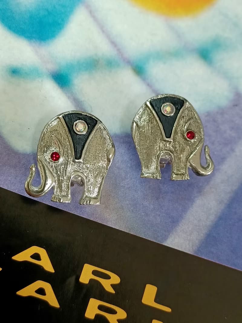 vintage jewelry  古董夾式耳環 吉象如意