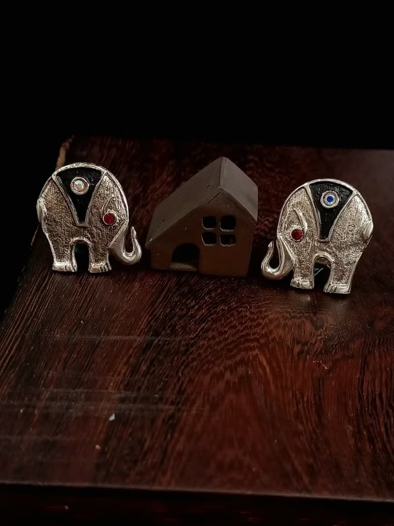 vintage jewelry  古董夾式耳環 吉象如意