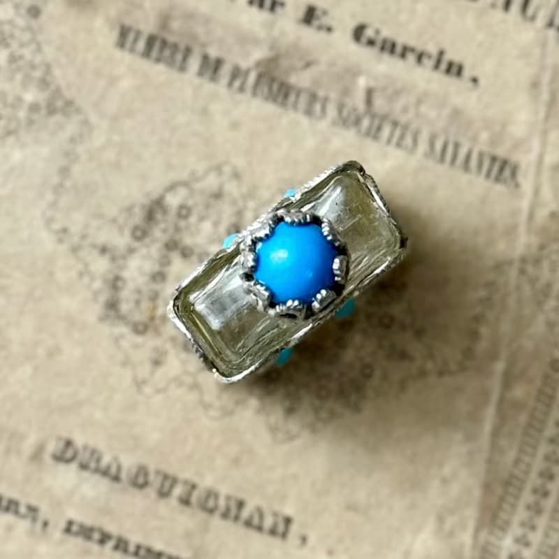 50749-絕美法國古董純銀綠松石香水瓶