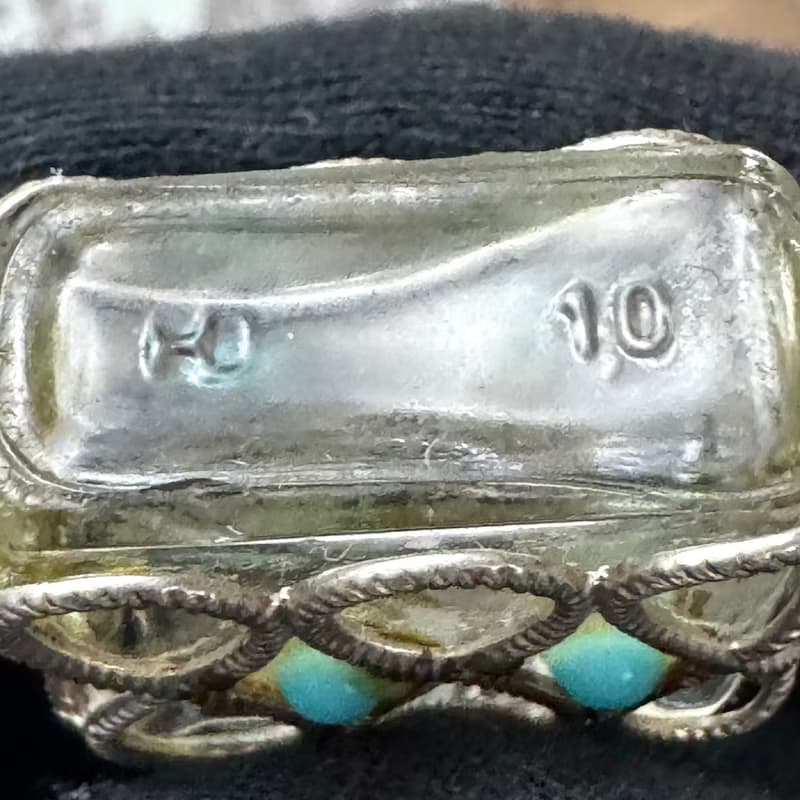 50749-絕美法國古董純銀綠松石香水瓶