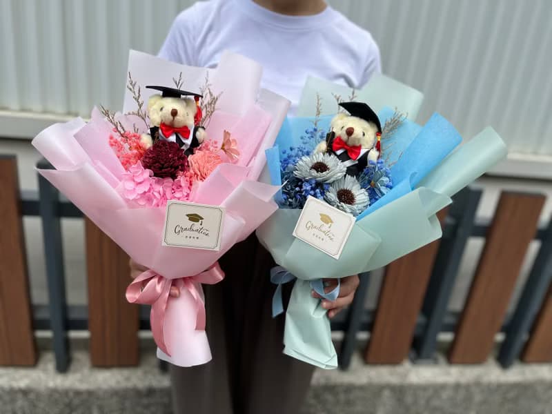 畢業熊向日葵花束 畢業花束 謝師花束