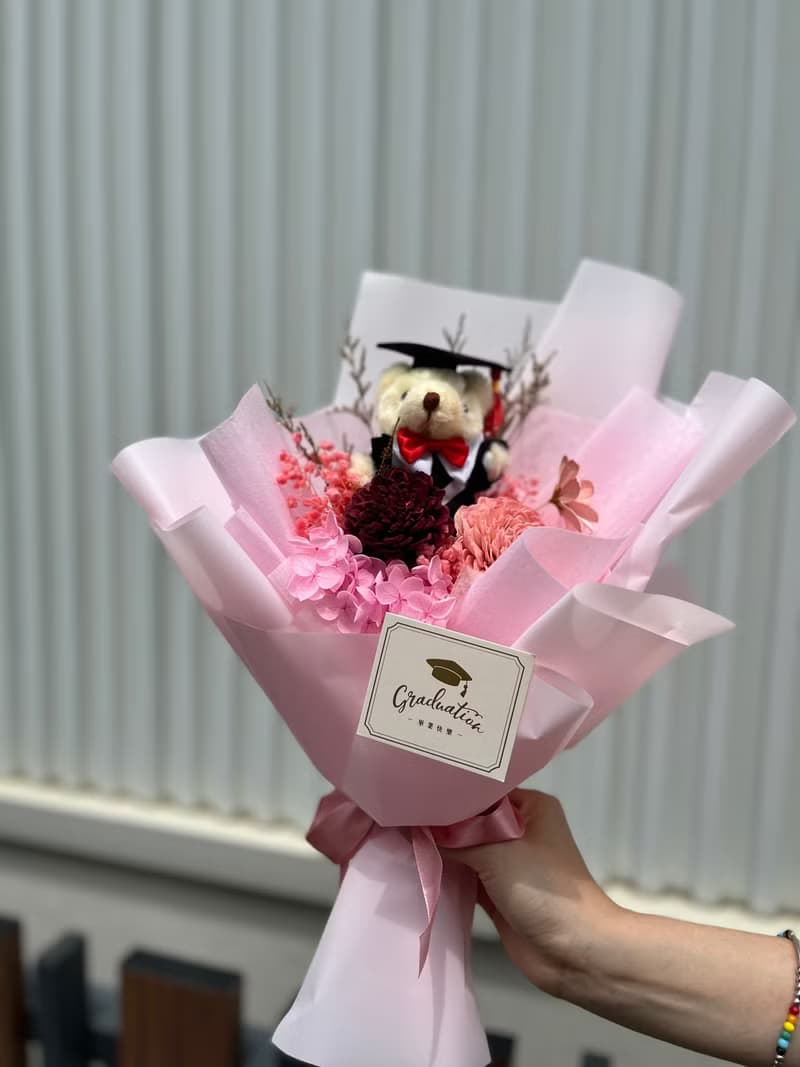 畢業熊向日葵花束 畢業花束 謝師花束