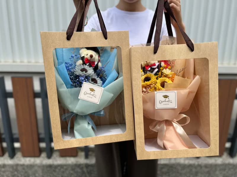 畢業熊向日葵花束 畢業花束 謝師花束