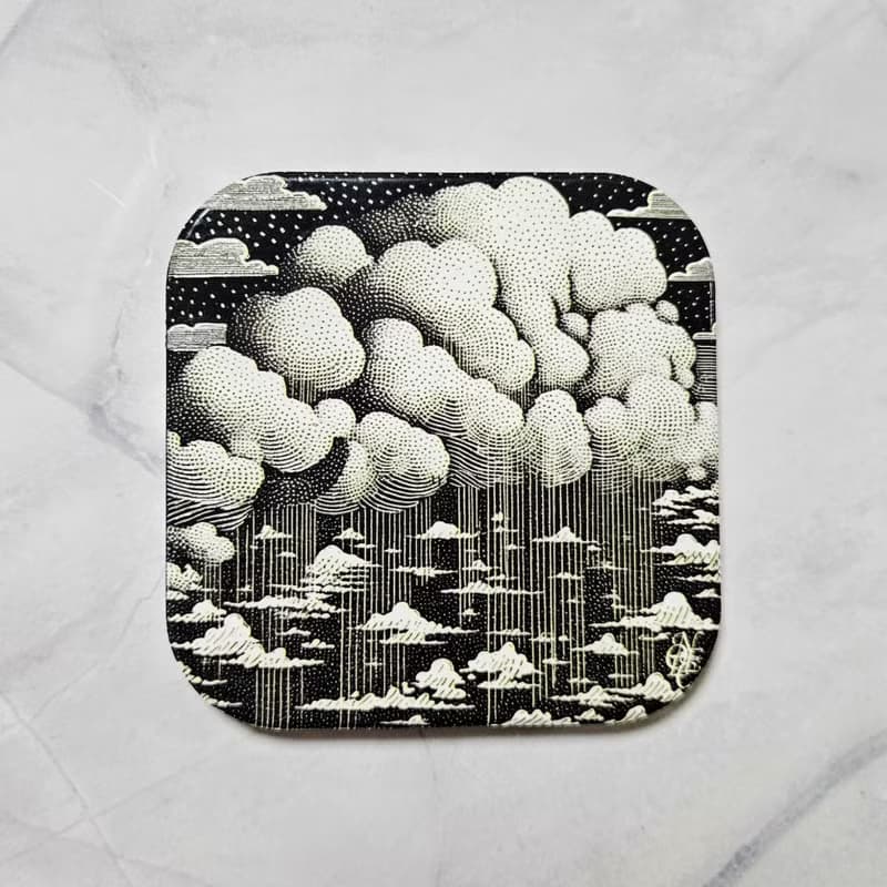 雨天Mood-晶雕陶瓷吸水杯墊