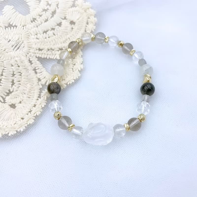 小茶兔 / 粉晶 白水晶 茶晶 拉長石 極光23 月光石 水晶手鍊