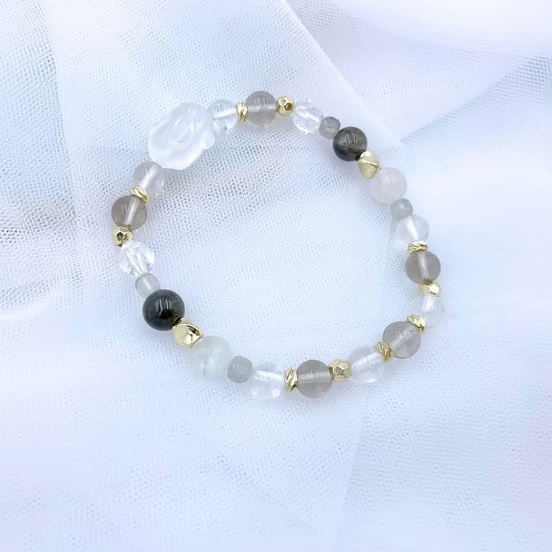 小茶兔 / 粉晶 白水晶 茶晶 拉長石 極光23 月光石 水晶手鍊