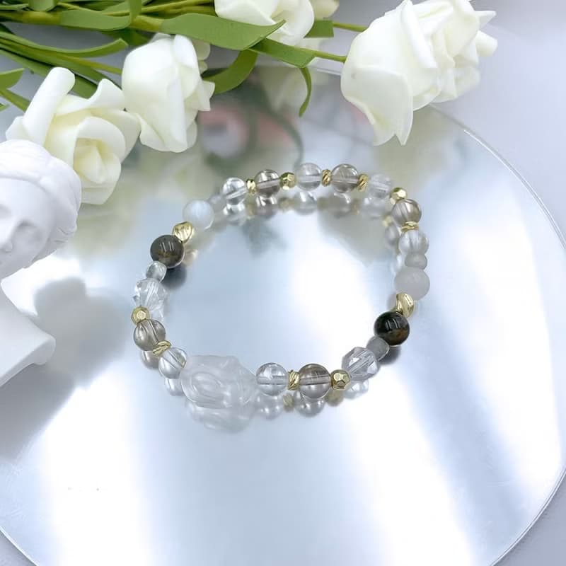 小茶兔 / 粉晶 白水晶 茶晶 拉長石 極光23 月光石 水晶手鍊