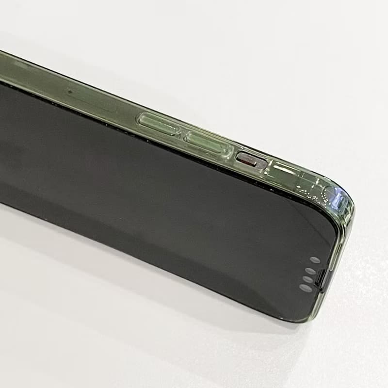 iPhone 15全包透明橄欖綠|抽象不規則粉黃色大理石圖案|防摔軟手