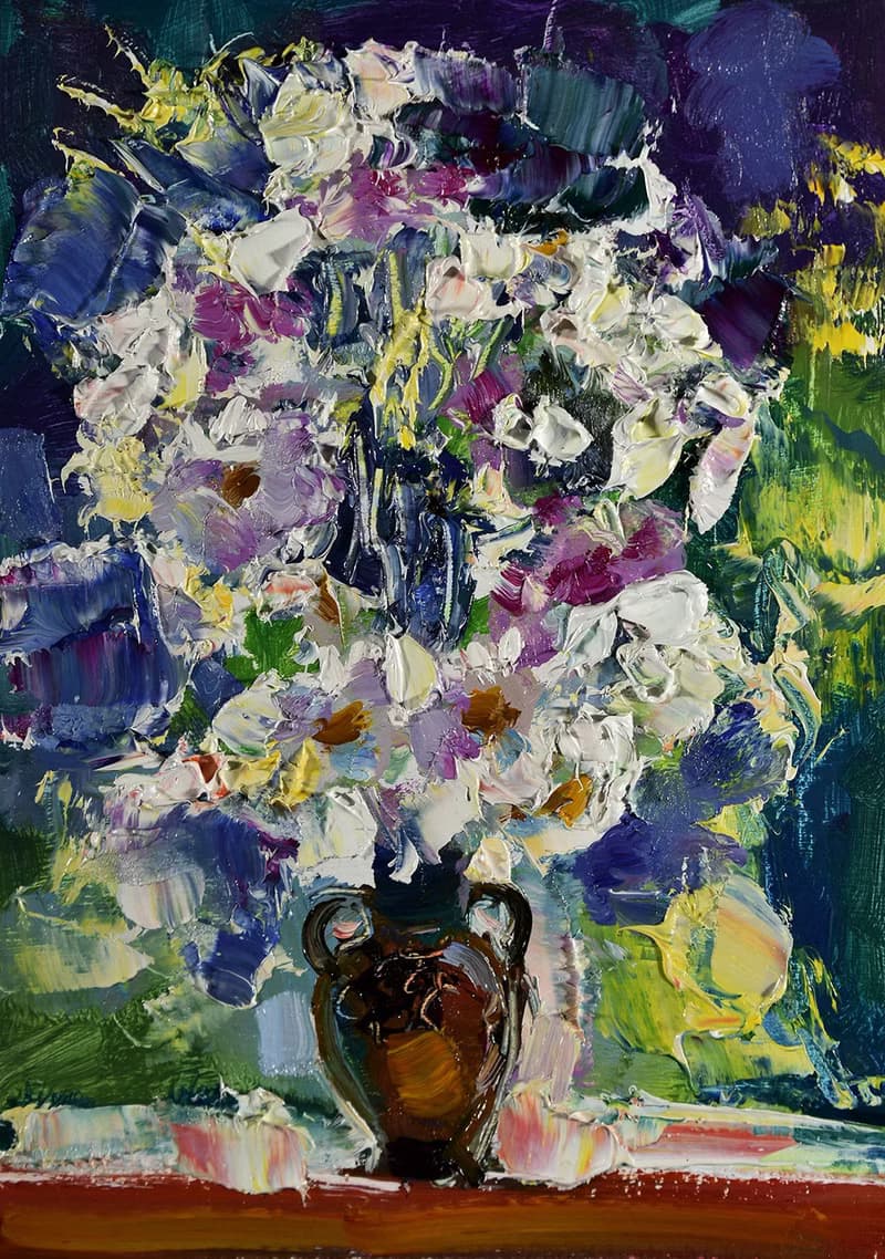 Daisy Painting Flower Original Art Bouquet Artwork Small Oil Impasto Floral
