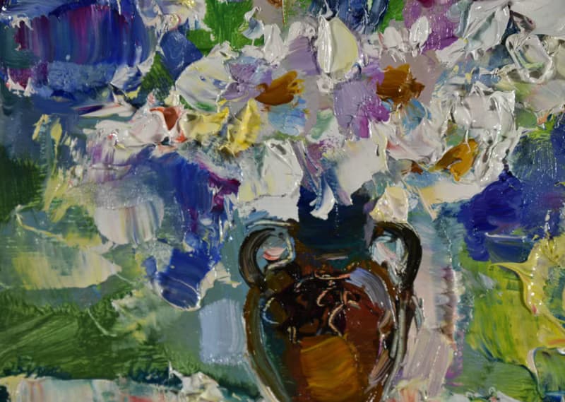 Daisy Painting Flower Original Art Bouquet Artwork Small Oil Impasto Floral