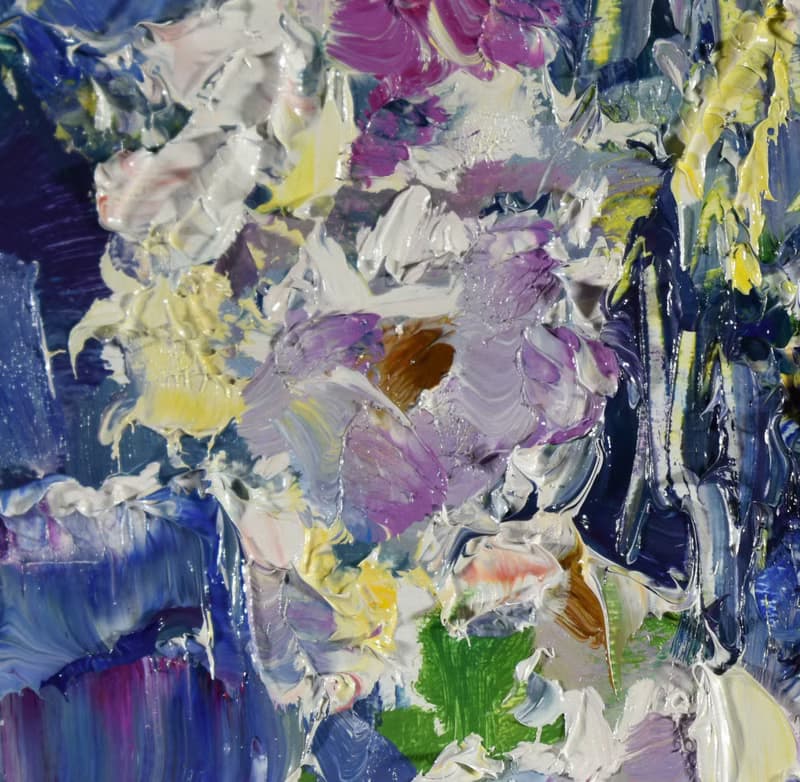 Daisy Painting Flower Original Art Bouquet Artwork Small Oil Impasto Floral