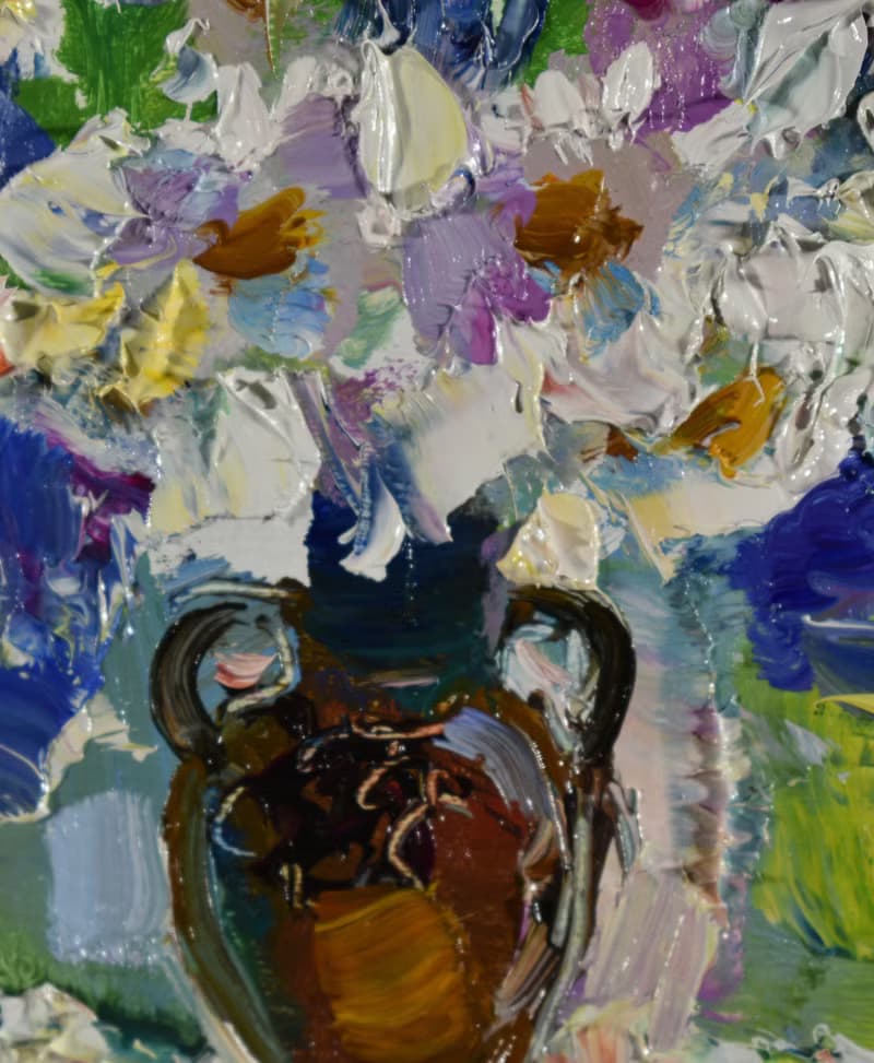 Daisy Painting Flower Original Art Bouquet Artwork Small Oil Impasto Floral