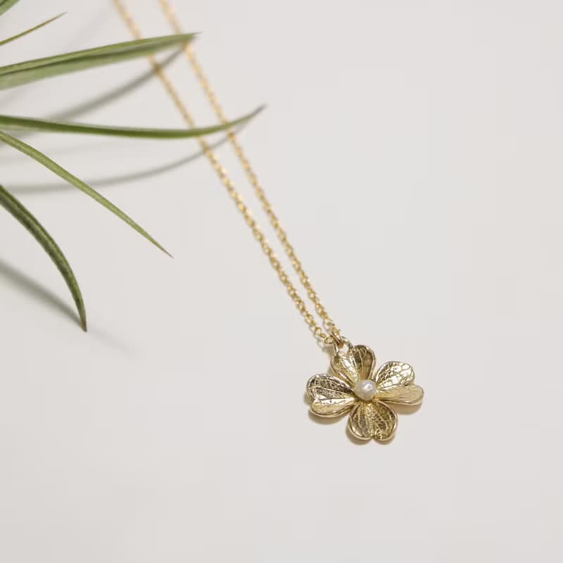 K金系列 | 珍珠幸運花 純14K金項鍊