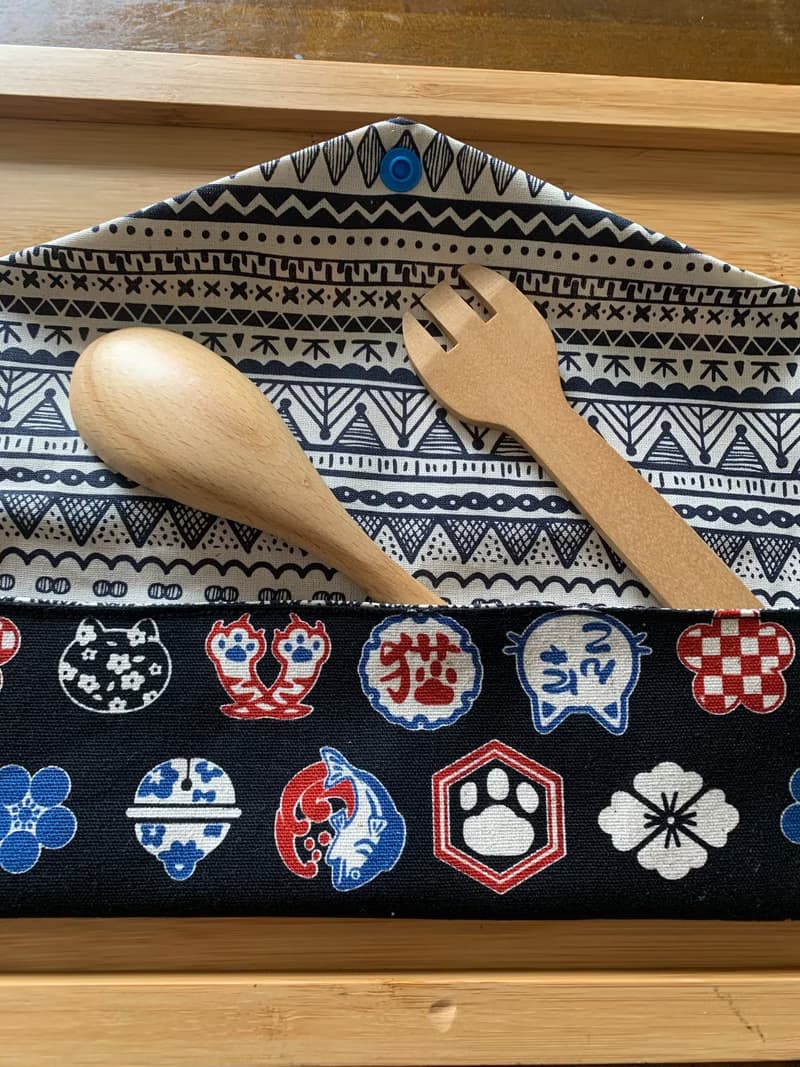文青風環保純棉筷袋  日本福神 酷帥黑 日本 潮物 收納 手作餐具