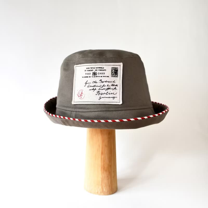 冒險者系列 軍綠色復古郵件圖案手工帽子 // 漁夫帽 Bucket Hat