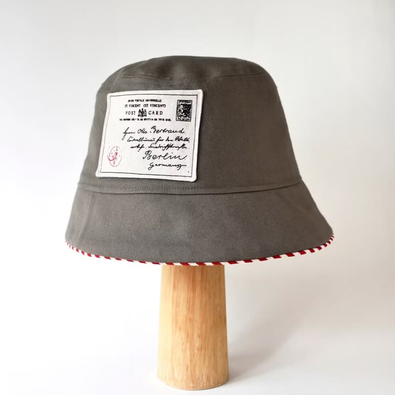 冒險者系列 軍綠色復古郵件圖案手工帽子 // 漁夫帽 Bucket Hat