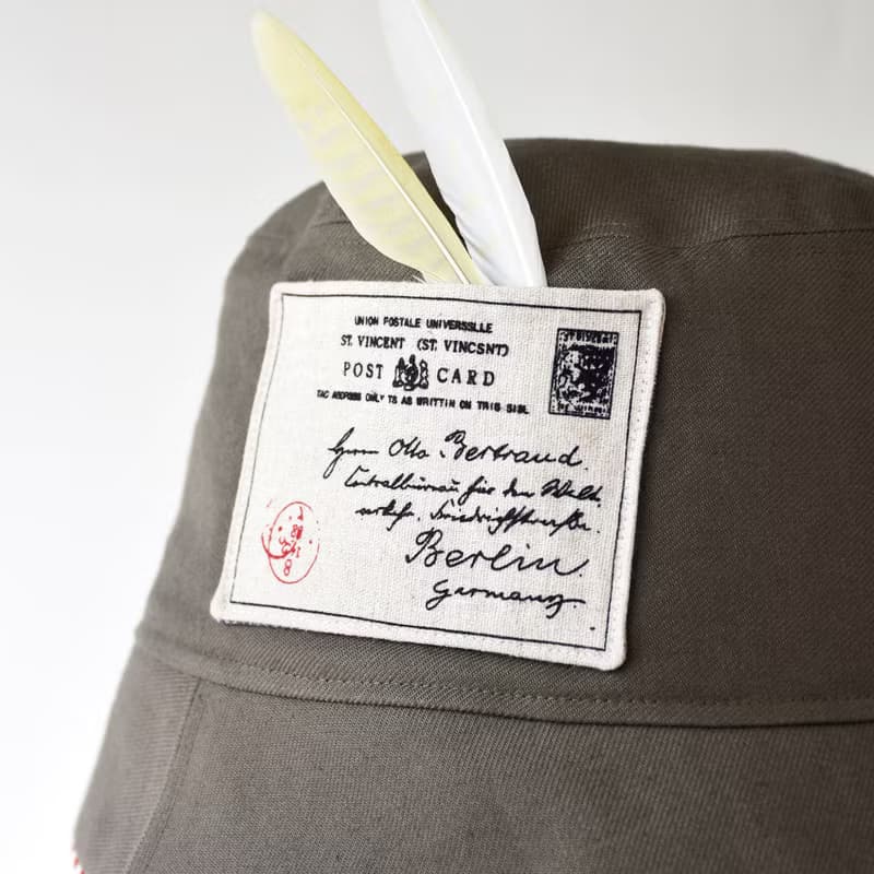 冒險者系列 軍綠色復古郵件圖案手工帽子 // 漁夫帽 Bucket Hat