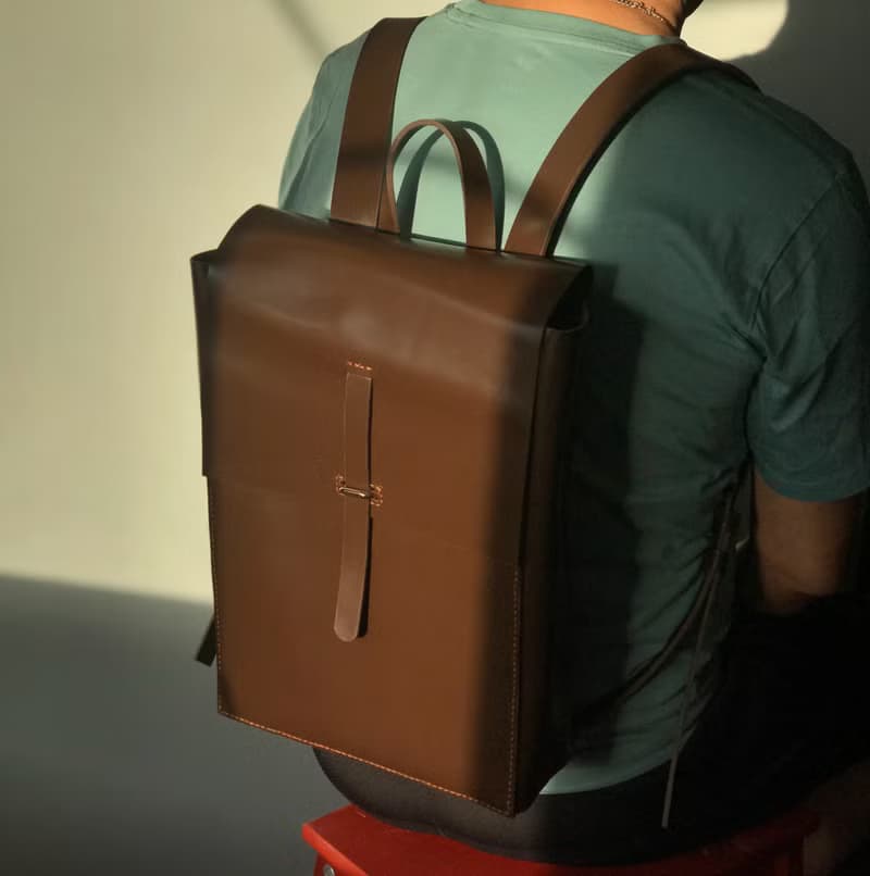 Zemoneni 全手作 朱古力後背包 電腦包 工作背包 棕色 香港設計