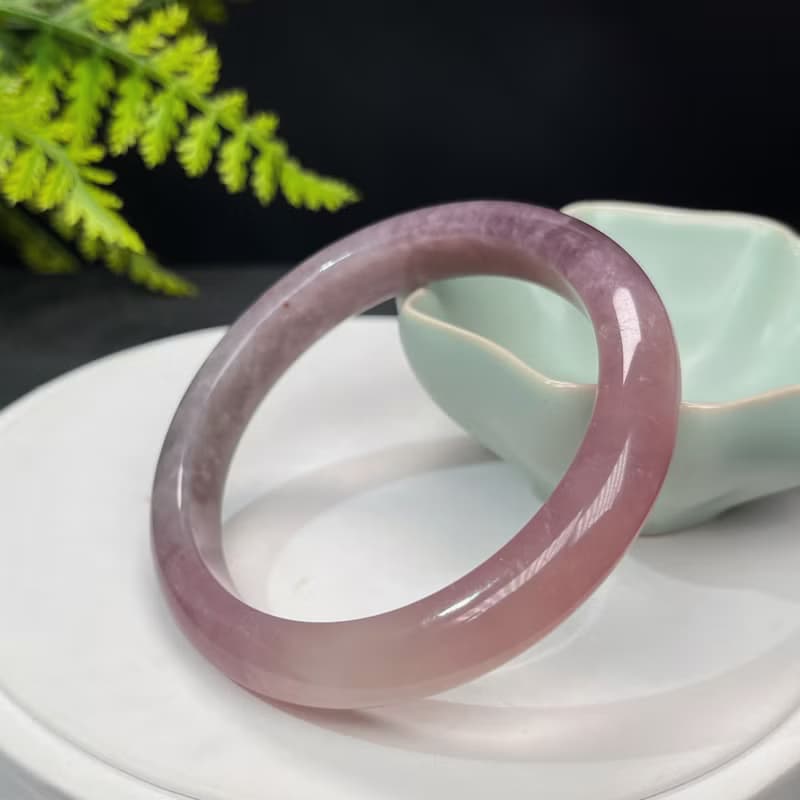 馬達加斯加 紫色粉晶手鐲 60MM 老料紫粉冰飄玫瑰石英 招攬人脈