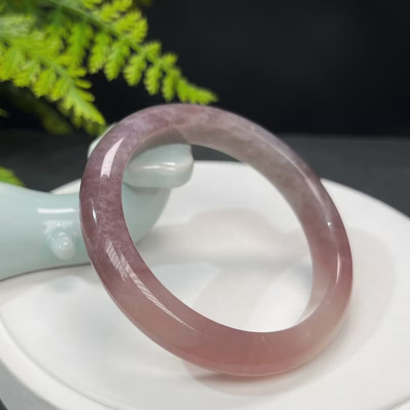 馬達加斯加 紫色粉晶手鐲 60MM 老料紫粉冰飄玫瑰石英 招攬人脈