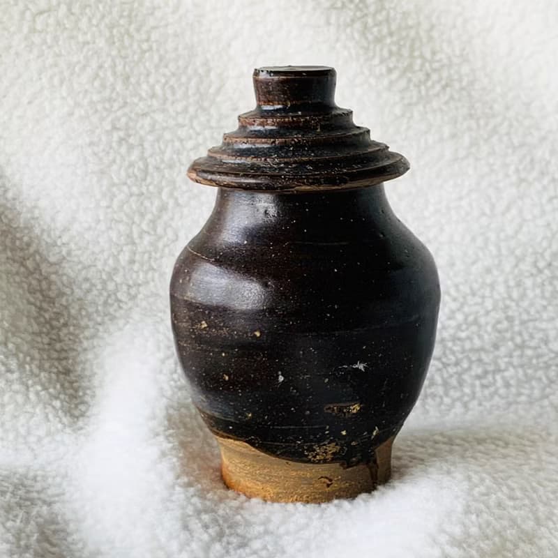 中國 宋黑褐釉帶蓋茶罐│自然古樸 吉州窯 古件收藏