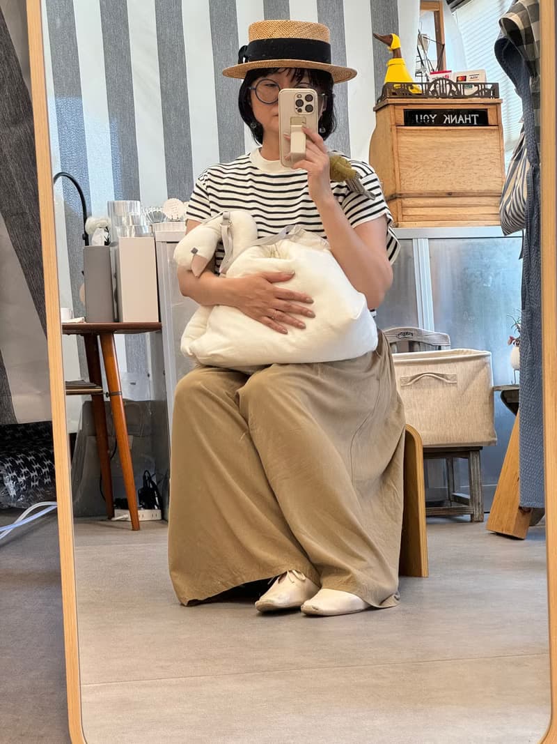 大きいスワン クッションカバー 　白鳥巾着　30日程で発送