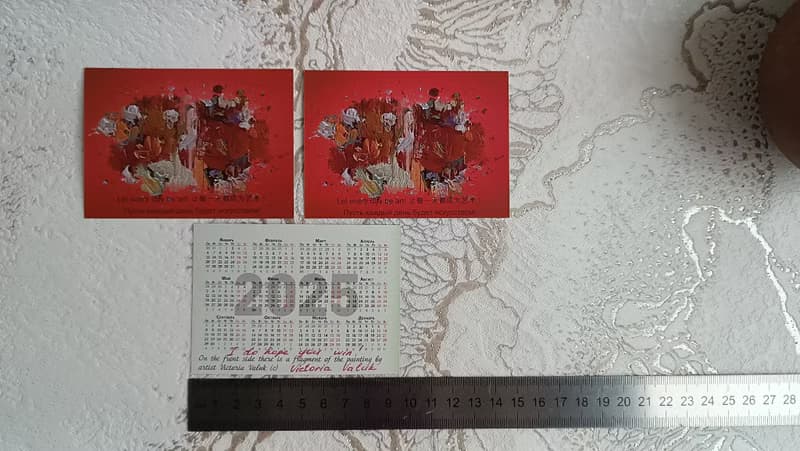 Set of 3 - Unique author small calendar with artist's wishes - special gift