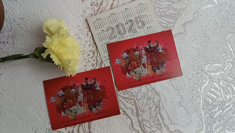 Set of 3 - Unique author small calendar with artist's wishes - special gift