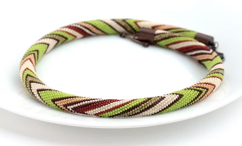 Handmade Seedbead Necklace Knitted Necklace Bead Crochet Jewelry Gift For Wife