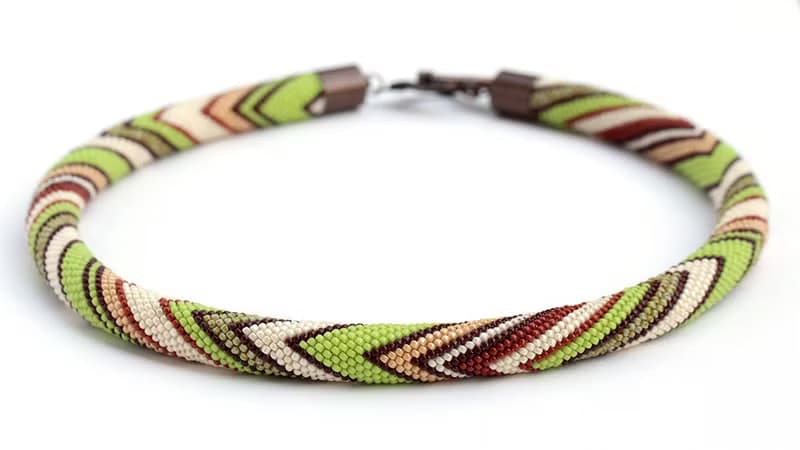 Handmade Seedbead Necklace Knitted Necklace Bead Crochet Jewelry Gift For Wife