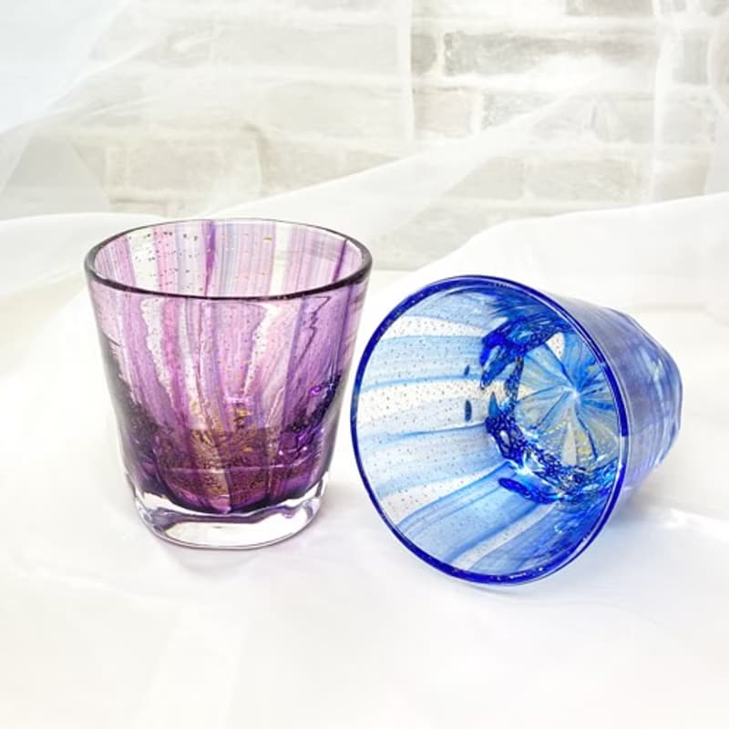 金箔ロックグラス・パープルストリーム・紫あざやか