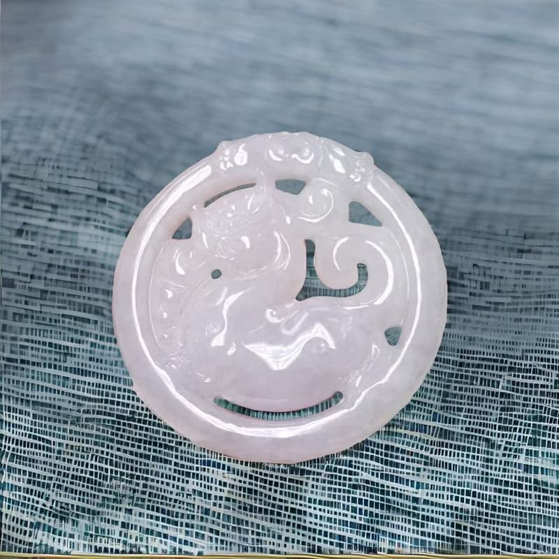 【招財神獸】白翡翡翠貔貅圓牌 | 天然緬甸玉翡翠A貨 | 送禮