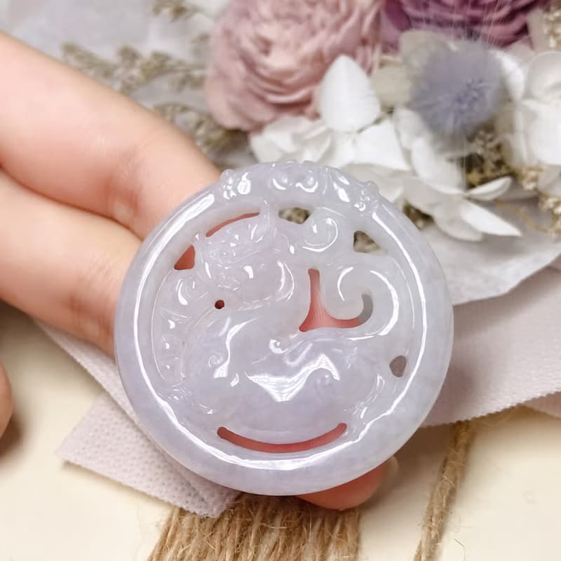 【招財神獸】白翡翡翠貔貅圓牌 | 天然緬甸玉翡翠A貨 | 送禮