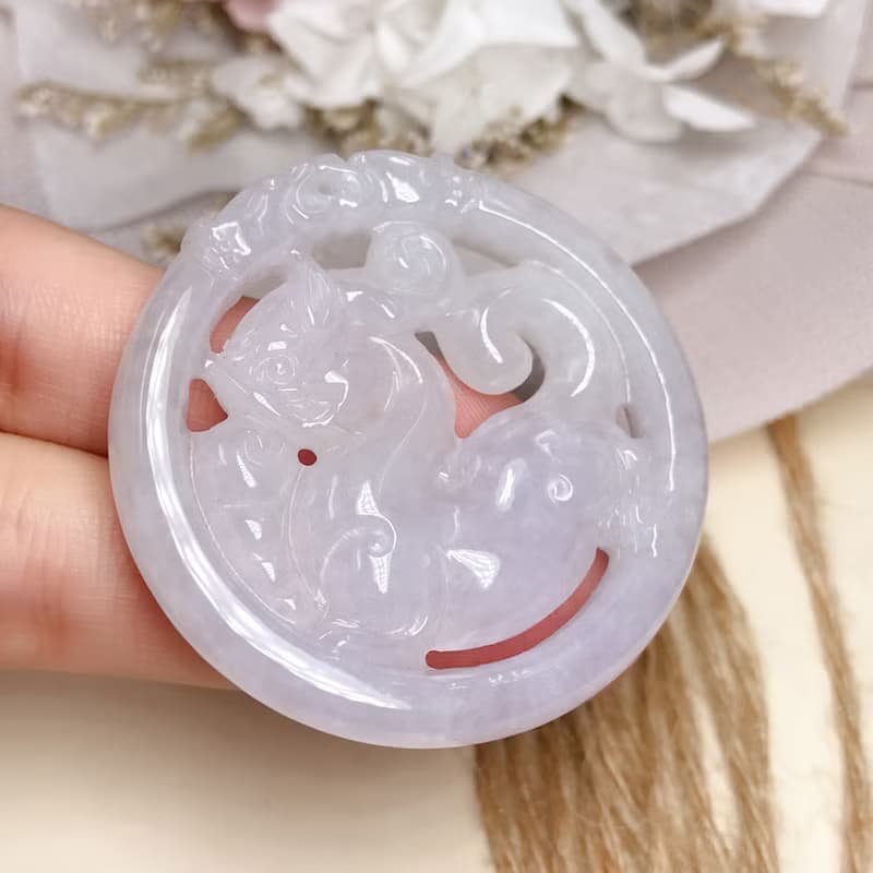 【招財神獸】白翡翡翠貔貅圓牌 | 天然緬甸玉翡翠A貨 | 送禮