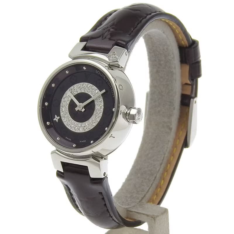 【日本直送】ルイ・ヴィトン LOUIS VUITTON タンブール 時計 ディスクディアモン アマラント Q121U ダイヤモンド クオーツ レディース【中古】