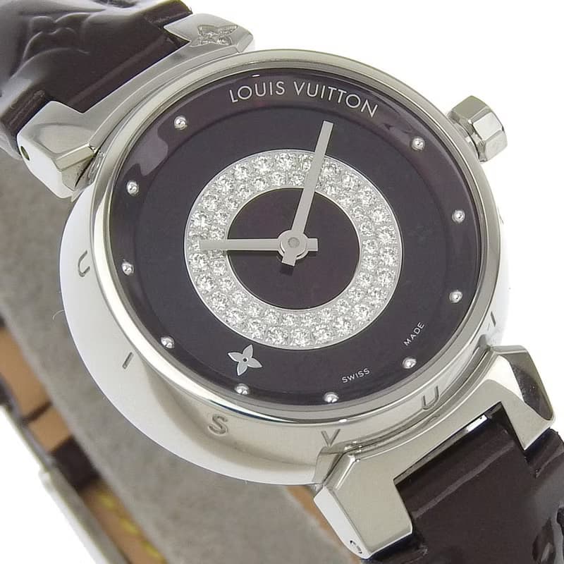 【日本直送】ルイ・ヴィトン LOUIS VUITTON タンブール 時計 ディスクディアモン アマラント Q121U ダイヤモンド クオーツ レディース【中古】