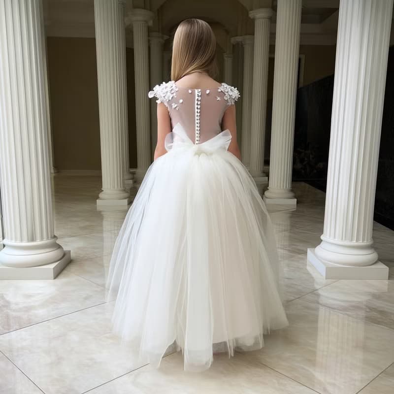 用於婚禮 生日 音樂會和其他慶祝活動的緞面花童禮服