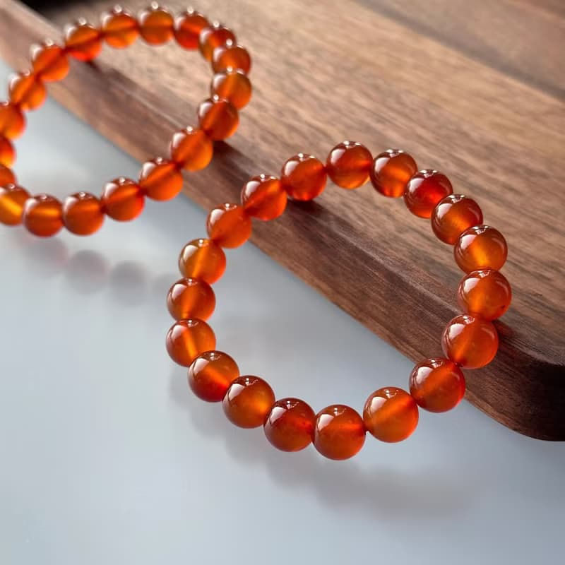 【巨蟹獅子座|7月】紅瑪瑙純珠手鏈 正面能量 鎮定自信 睡眠