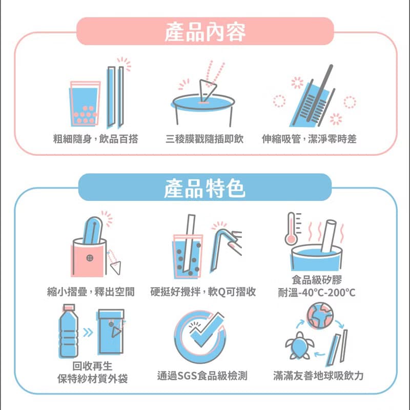 新品上市【仁舟淨塑】矽吸管&三稜膜戳組2.0 ∣ 環保吸管