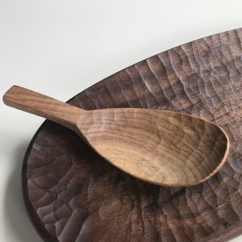 クルミの鋸目のサーバースプーン　レンゲタイプ