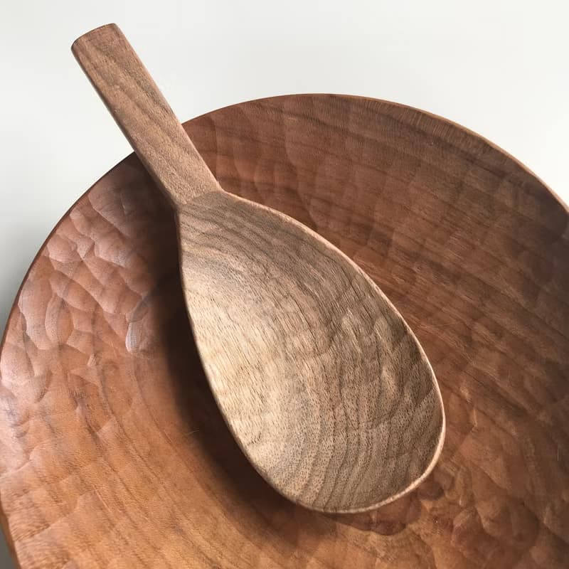 クルミの鋸目のサーバースプーン　レンゲタイプ