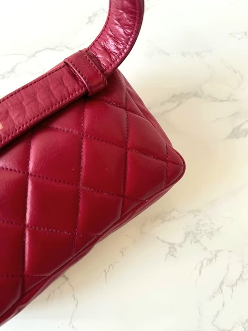 絕版稀有品中古二手Chanel紅色腰帶單肩腋下小包側揹背手袋