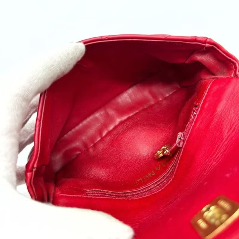 絕版稀有品中古二手Chanel紅色腰帶單肩腋下小包側揹背手袋