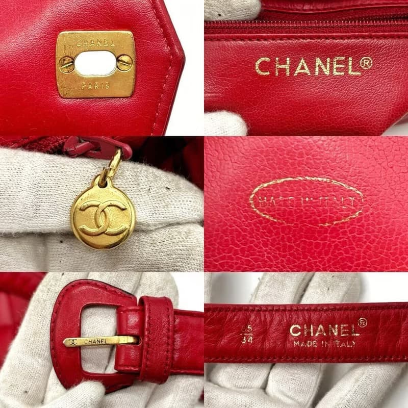 絕版稀有品中古二手Chanel紅色腰帶單肩腋下小包側揹背手袋