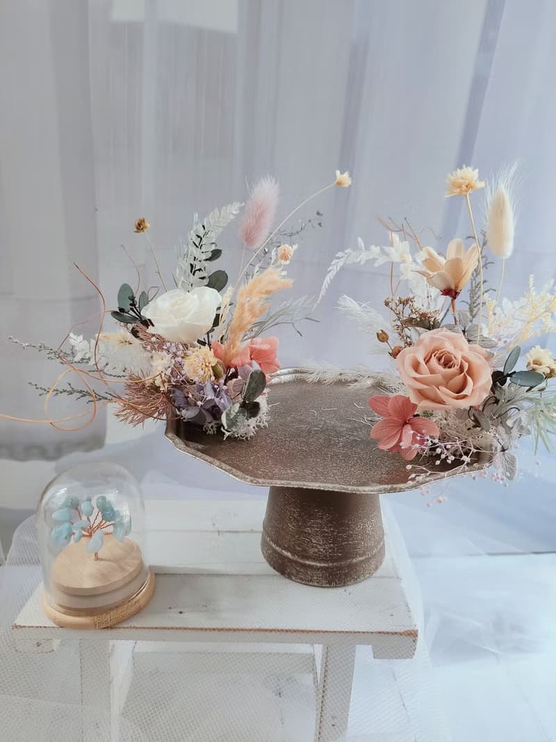 水晶樹永生花台 (含水晶樹盅罩)