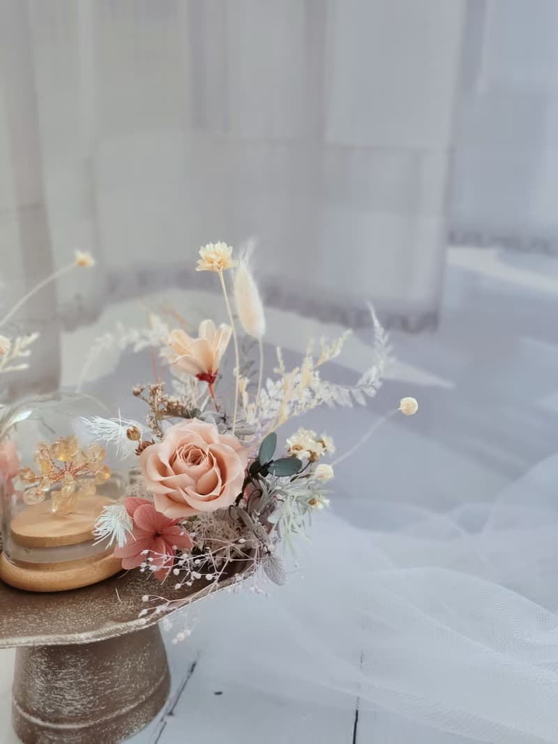 水晶樹永生花台 (含水晶樹盅罩)