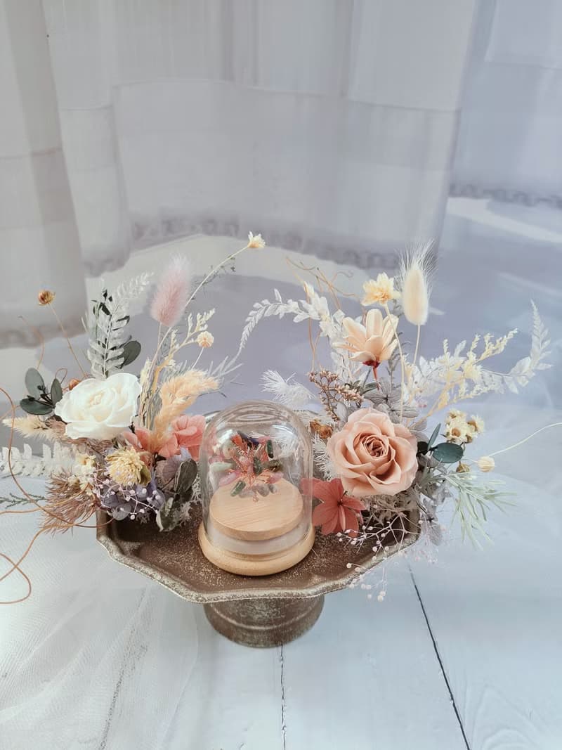 水晶樹永生花台 (含水晶樹盅罩)