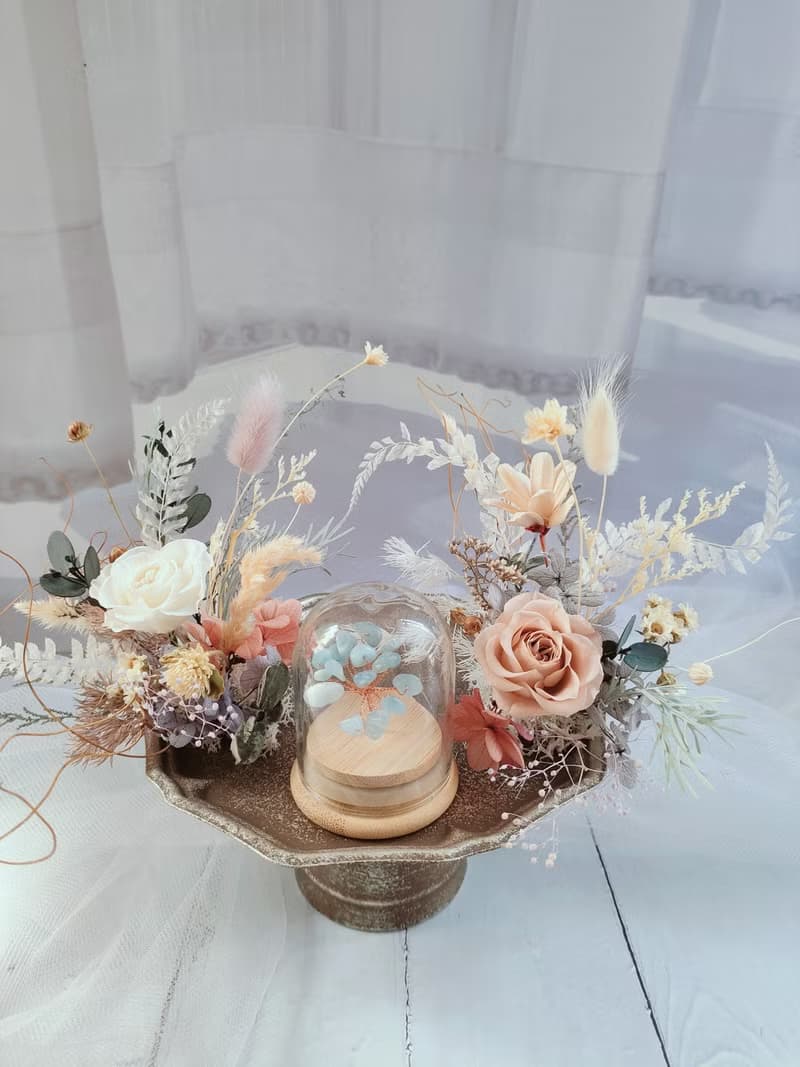 水晶樹永生花台 (含水晶樹盅罩)