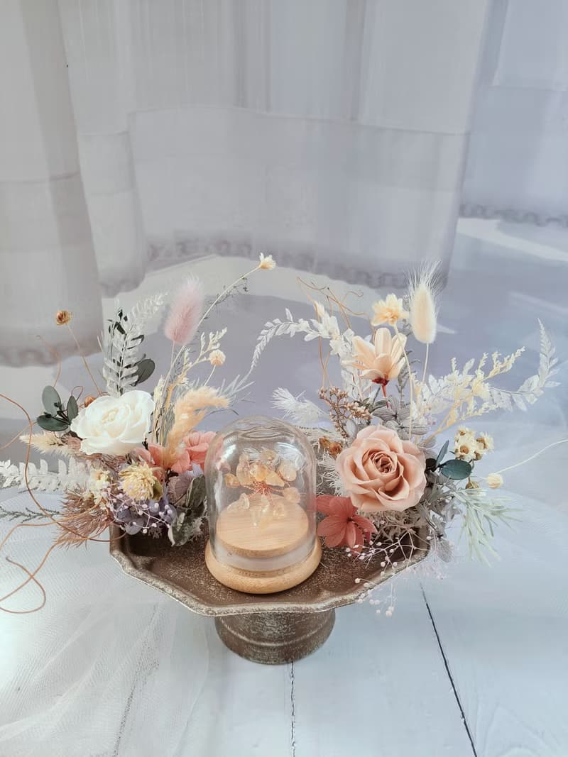 水晶樹永生花台 (含水晶樹盅罩)
